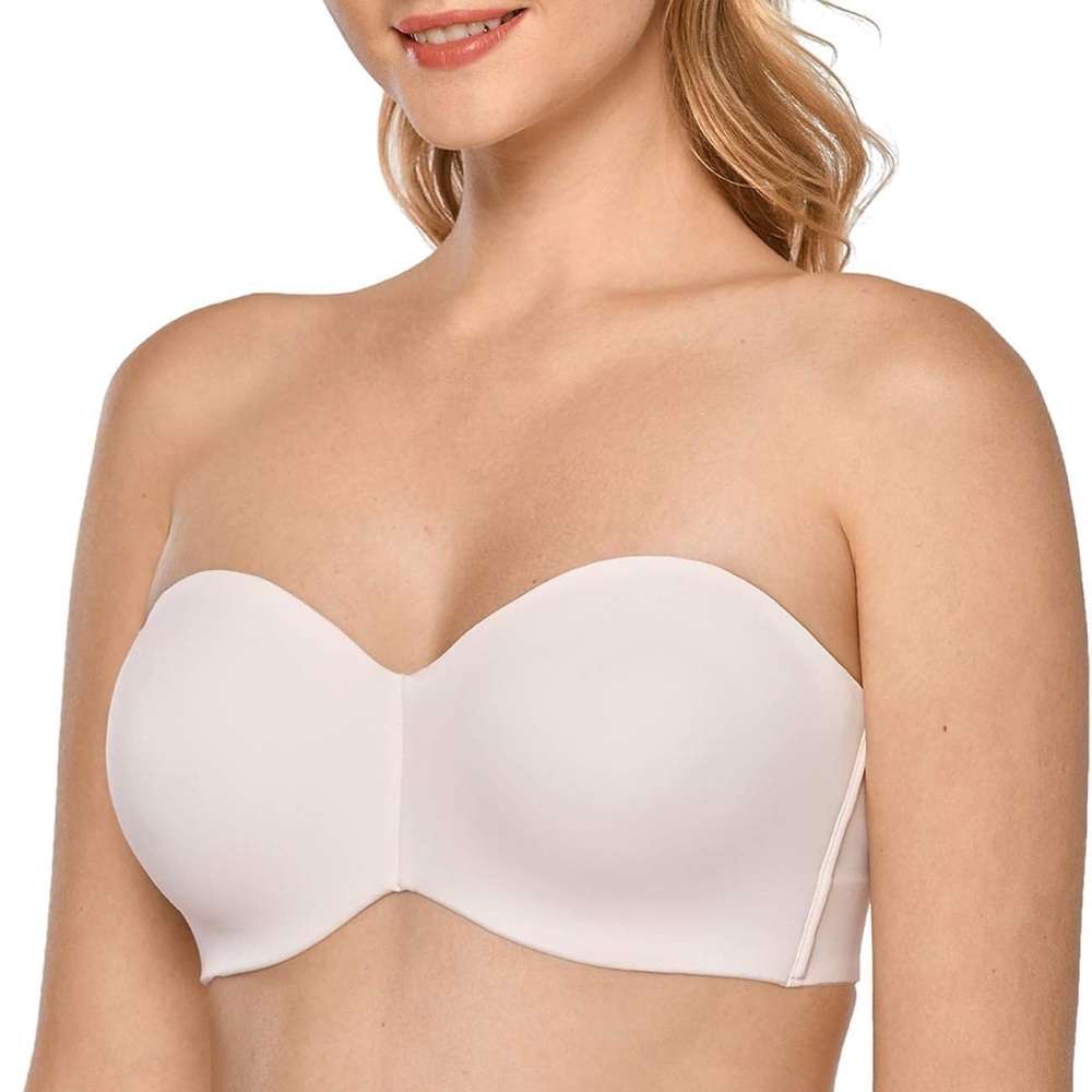 DELIMIRA Women's Strapless Bra Unlined Underwire Minimizer Plus Size Support